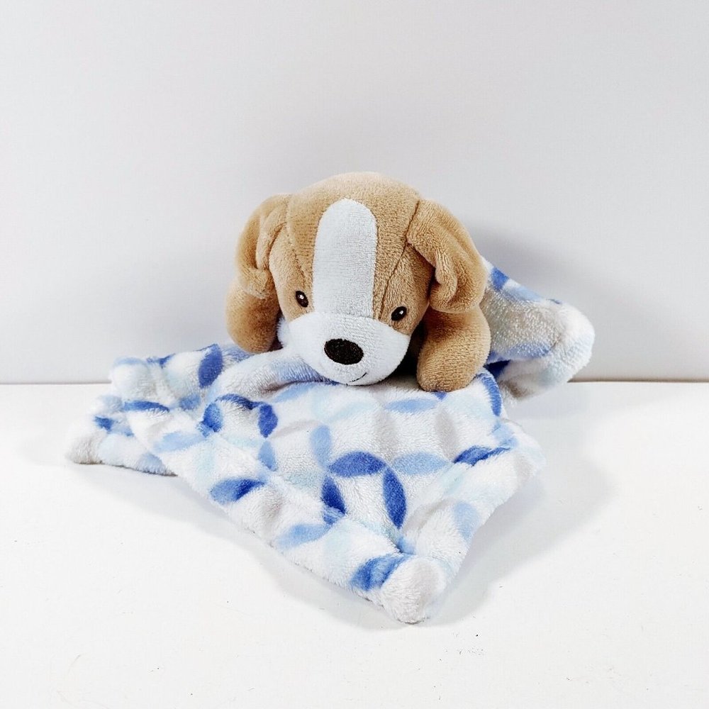 Baby's First Nemcor Dog Puppy Lovey Security Blanket Blue White Plush